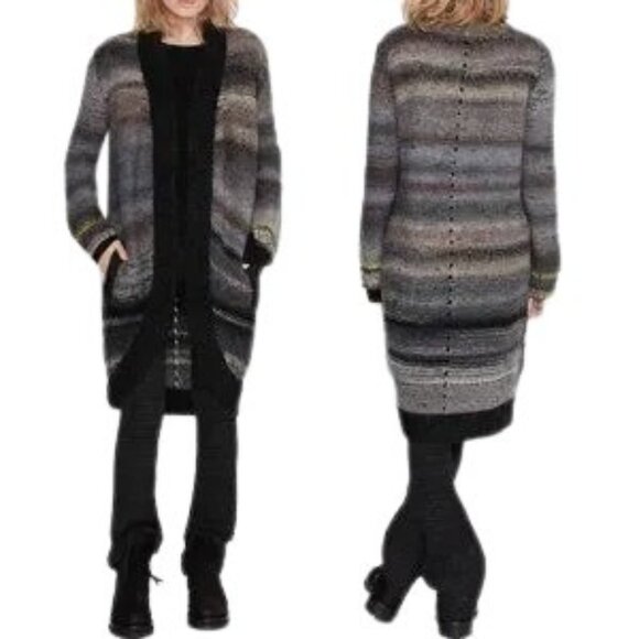 Zadig & Voltaire Long Open Cardigan Women’s Medium Gray Wool Mohair Blend Italy - Picture 1 of 8